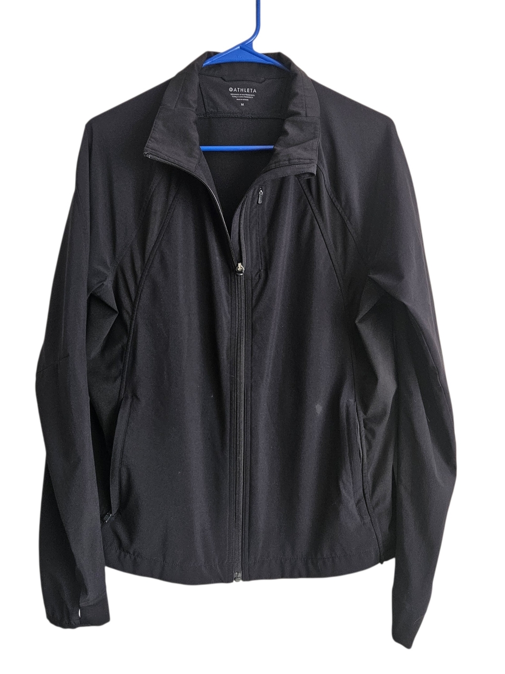Athleta Run With It Windbreaker  Black Full-Zip Lightweight Jacket Size M